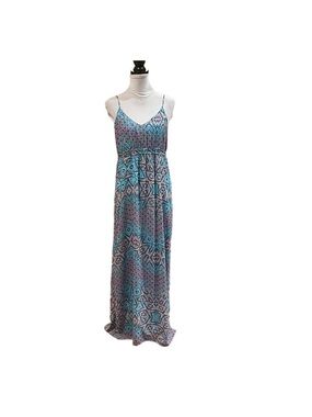 Charlie Paige abstract print spaghetti strap vacation summer maxi dress medium